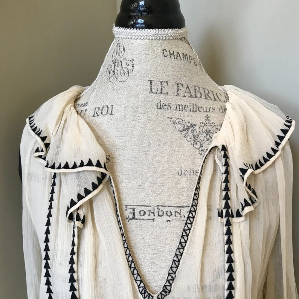 Ulla Johnson Cream and Black Peasant Blouse - Picture 5 of 13